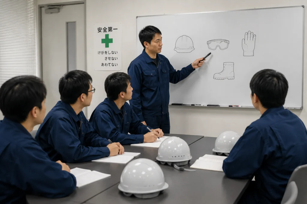 安全講習の様子（働く環境ページ）